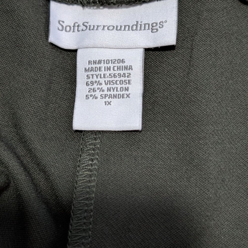Soft Surroundings Olive Green Leggings Side Pocket Zipper leg Details 1X - Picture 2 of 11